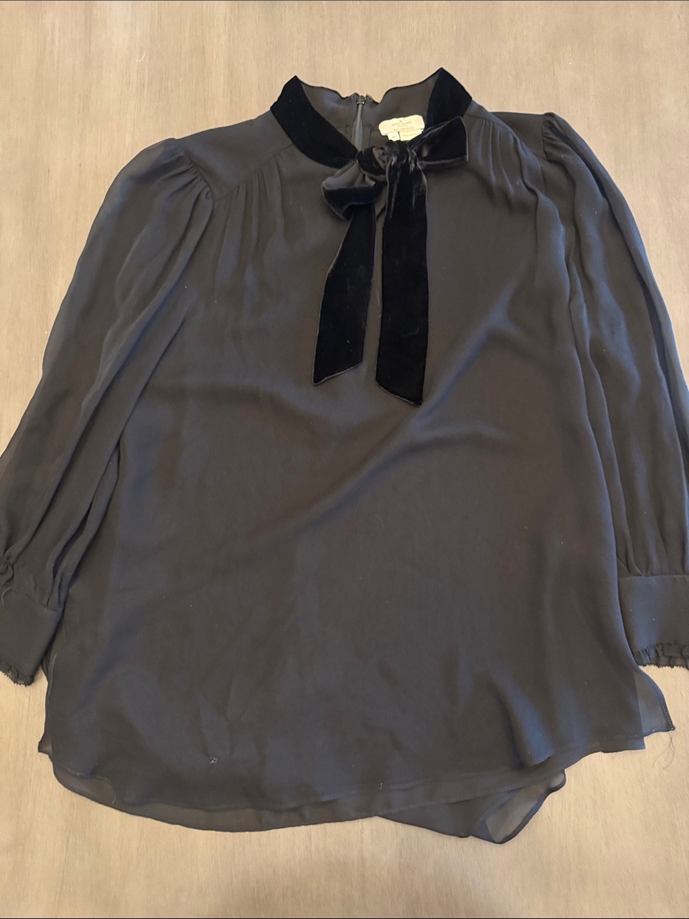 kate spade Black Velvet Tie-Neck Blouse